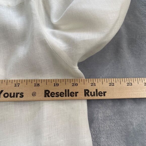 JM Collection Shirt Womens 10 White 100% Linen with Cotton Eyelet Trim Sequins - Picture 7 of 15